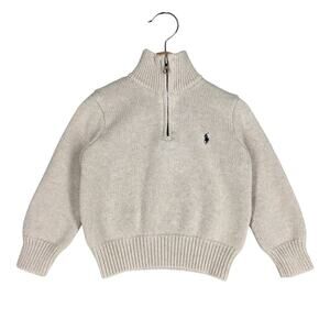 POLO RALPH LAUREN TODDLER HALF‑ZIP SWEATER – 2/2T – 100% COTTON – CREAM